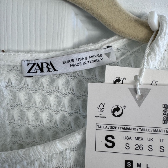 Zara white top fringe size small - Picture 4 of 5
